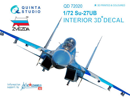 Quinta Studio QD72020 - Su-27UB  3D-Printed &amp; coloured Interior on decal paper  (for Zvezda kit) - 1:72