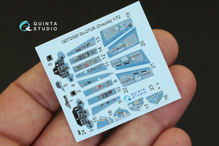 Quinta Studio QD72020 - Su-27UB  3D-Printed &amp; coloured Interior on decal paper  (for Zvezda kit) - 1:72