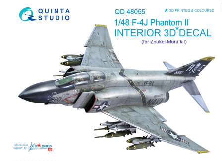 Quinta Studio QD48055 - F-4J  3D-Printed &amp; coloured Interior on decal paper  (for ZM/SWS kit) - 1:48