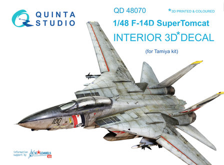 Quinta Studio QD48070 - F-14D  3D-Printed &amp; coloured Interior on decal paper  (for Tamiya kit) - 1:48