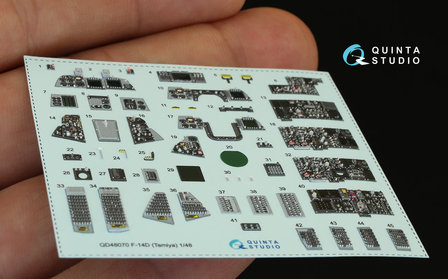 Quinta Studio QD48070 - F-14D  3D-Printed &amp; coloured Interior on decal paper  (for Tamiya kit) - 1:48