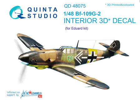 Quinta Studio QD48075 - Bf-109G-2  3D-Printed &amp; coloured Interior on decal paper  (for Eduard kit) - 1:48