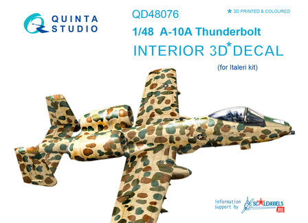 Quinta Studio QD48076 - A-10A  3D-Printed &amp; coloured Interior on decal paper  (for Italeri kit) - 1:48