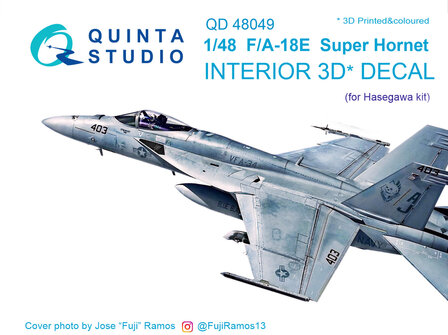 Quinta Studio QD48049 - F/A-18E Super Hornet  3D-Printed &amp; coloured Interior on decal paper  (for Hasegawa kit) - 1:48