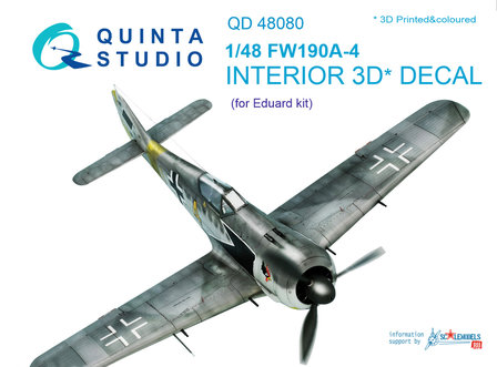 Quinta Studio QD48080 - FW 190A-4  3D-Printed &amp; coloured Interior on decal paper  (for Eduard kit) - 1:48