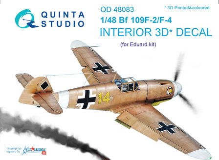 Quinta Studio QD48083 - Bf 109F-2/4  3D-Printed &amp; coloured Interior on decal paper  (for Eduard kit) - 1:48