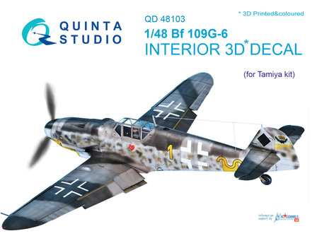 Quinta Studio QD48103 - Bf 109G-6 3D-Printed &amp; coloured Interior on decal paper (for Tamiya  kit) - 1:48