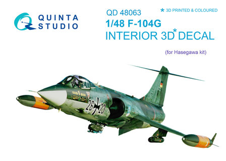 Quinta Studio QD48063 - F-104G 3D-Printed &amp; coloured Interior on decal paper (for Hasegawa kit) - 1:48