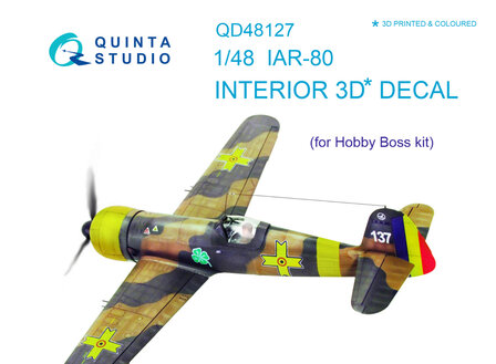 Quinta Studio QD48127 - IAR-80 3D-Printed &amp; coloured Interior on decal paper (for HobbyBoss  kit) - 1:48