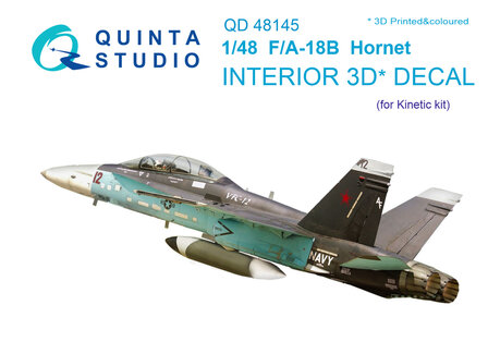 Quinta Studio QD48145 - F/A-18B 3D-Printed &amp; coloured Interior on decal paper (for Kinetic  kit) - 1:48