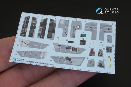 Quinta Studio QD48145 - F/A-18B 3D-Printed &amp; coloured Interior on decal paper (for Kinetic  kit) - 1:48