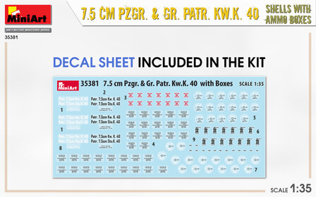 MiniArt 35381 - 7.5 CM PZGR. &amp; GR. PATR. KW.K. 40 SHELLS With Ammo Boxes - 1:35