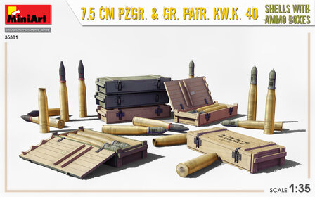 MiniArt 35381 - 7.5 CM PZGR. &amp; GR. PATR. KW.K. 40 SHELLS With Ammo Boxes - 1:35