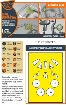 Clear Prop Models CPA72053 - A5M2b Claude (late version) for CP kit painting mask &quot;yellow kabuki paper&quot; - 1:72