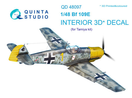 Quinta Studio QD48097 - Bf 109E 3D-Printed &amp; coloured Interior on decal paper (for Tamiya kit) - 1:48