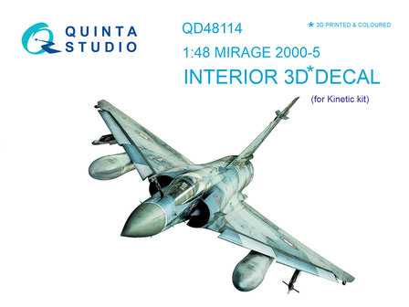 Quinta Studio QD48114 - Mirage 2000-5 3D-Printed &amp; coloured Interior on decal paper (for Kinetic kit) - 1:48