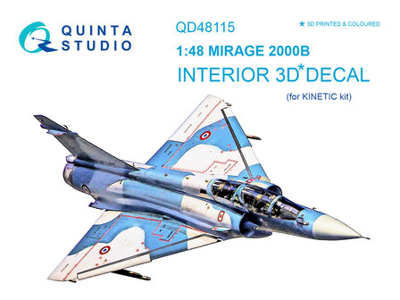 Quinta Studio QD48115 - Mirage 2000B 3D-Printed &amp; coloured Interior on decal paper (for Kinetic kit) - 1:48