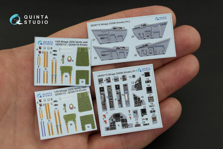 Quinta Studio QD48115 - Mirage 2000B 3D-Printed &amp; coloured Interior on decal paper (for Kinetic kit) - 1:48