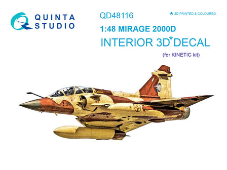 Quinta Studio QD48116 - Mirage 2000D 3D-Printed &amp; coloured Interior on decal paper (for Kinetic kit) - 1:48