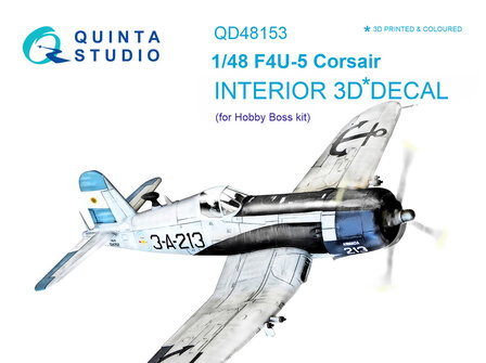 Quinta Studio QD48153 - F4U-5 3D-Printed &amp; coloured Interior on decal paper (for Hobby Boss kit) - 1:48