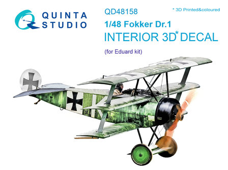 Quinta Studio QD48158 - Fokker Dr.1  3D-Printed &amp; coloured Interior on decal paper (for Eduard kit) - 1:48