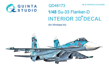 Quinta Studio QD48173 - Su-33 3D-Printed &amp; coloured Interior on decal paper (for Minibase kit) - 1:48