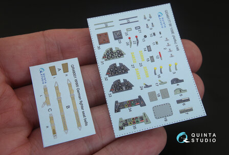 Quinta Studio QD48177 - Bf 109E 3D-Printed &amp; coloured Interior on decal paper (for Airfix kit) - 1:48