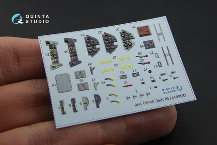 Quinta Studio QD48177 - Bf 109E 3D-Printed &amp; coloured Interior on decal paper (for Airfix kit) - 1:48