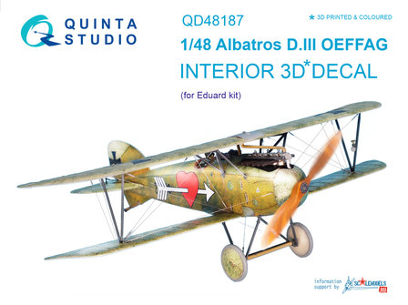 Quinta Studio QD48187 - Albatros D.III OEFFAG 3D-Printed &amp; coloured Interior on decal paper (for Eduard kit) - 1:48