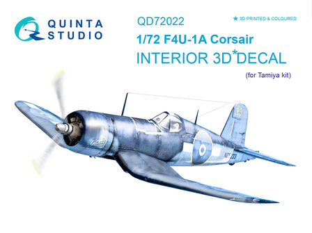 Quinta Studio QD72022 - F4U-1A Corsair 3D-Printed &amp; coloured Interior on decal paper (for Tamiya kit) - 1:72