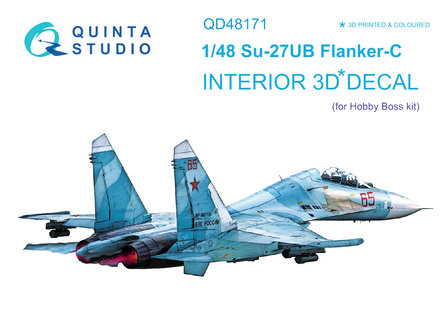 Quinta Studio QD48171 - Su-27UB 3D-Printed &amp; coloured Interior on decal paper (for HobbyBoss kit) - 1:48