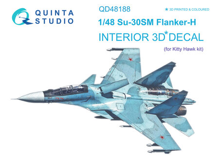 Quinta Studio QD48188 - Su-30SM 3D-Printed &amp; coloured Interior on decal paper (for KittyHawk kit) - 1:48