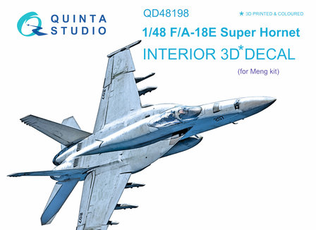 Quinta Studio QD48198 - F/A-18E 3D-Printed &amp; coloured Interior on decal paper (for Meng kit) - 1:48