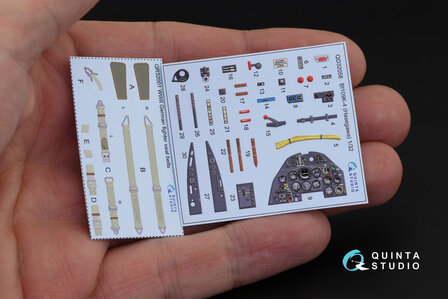 Quinta Studio QD32058 - Bf 109K-4 3D-Printed &amp; coloured Interior on decal paper (for Hasegawa kit) - 1:32