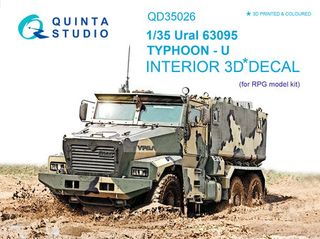 Quinta Studio QD35026 - Ural 63095 TYPHOON-U 3D-Printed &amp; coloured Interior on decal paper (for RPG-model kit) - 1:35