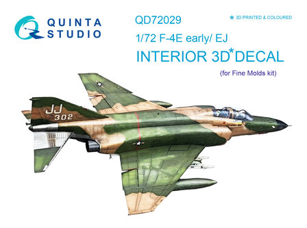 Quinta Studio QD72029 - F-4E early/F-4EJ 3D-Printed &amp; coloured Interior on decal paper (for FineMolds kit) - 1:72