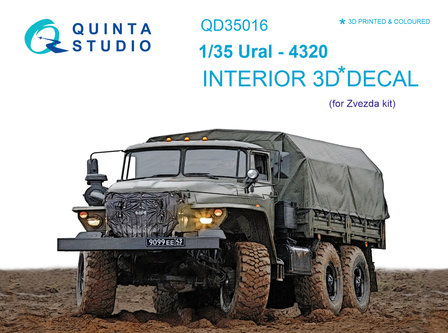 Quinta Studio QD35016 - Ural-4320 3D-Printed &amp; coloured Interior on decal paper (for Zvezda kit) - 1:35