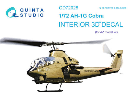 Quinta Studio QD72028 - AH-1G 3D-Printed &amp; coloured Interior on decal paper (AZ models) - 1:72