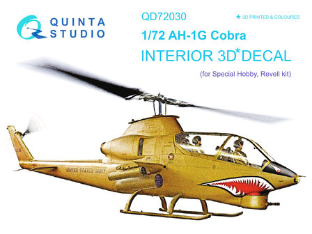 Quinta Studio QD72030 - AH-1G 3D-Printed &amp; coloured Interior on decal paper (Special Hobby/Revell) - 1:72