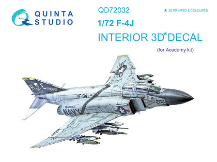 Quinta Studio QD72032 - F-4J 3D-Printed &amp; coloured Interior on decal paper (Academy) - 1:72