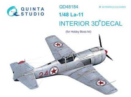 Quinta Studio QD48184 - La-11 3D-Printed &amp; coloured Interior on decal paper (for HobbyBoss kit) - 1:48