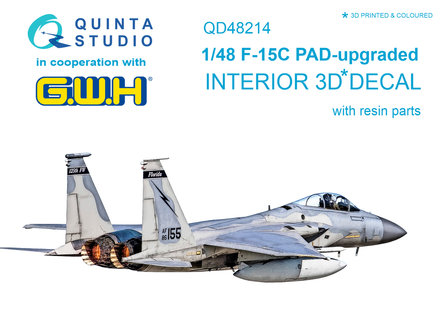 Quinta Studio QD48214 - F-15C PAD-upgraded 3D-Printed &amp; coloured Interior on decal paper with resin parts (for GWH kit) - 1:48