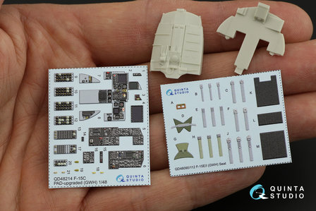 Quinta Studio QD48214 - F-15C PAD-upgraded 3D-Printed &amp; coloured Interior on decal paper with resin parts (for GWH kit) - 1:48