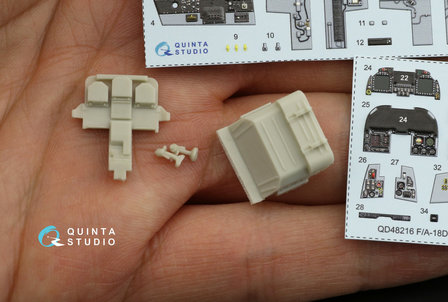 Quinta Studio QD48216 - F/A-18D Late 3D-Printed &amp; coloured Interior on decal paper with resin parts (for Kinetic kit) - 1:48