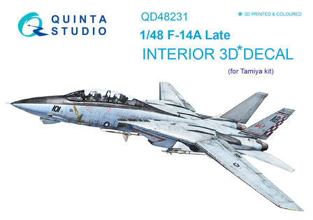 Quinta Studio QD48231 - F-14A Late 3D-Printed &amp; coloured Interior on decal paper (for Tamiya kit) - 1:48