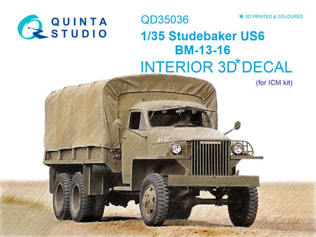 Quinta Studio QD35036 - Studebaker US6 3D-Printed &amp; coloured Interior on decal paper (for ICM kit) - 1:35