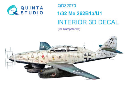 Quinta Studio QD32070 - Me 262B1a/U-1 3D-Printed &amp; coloured Interior on decal paper (for Trumpeter kit) - 1:32