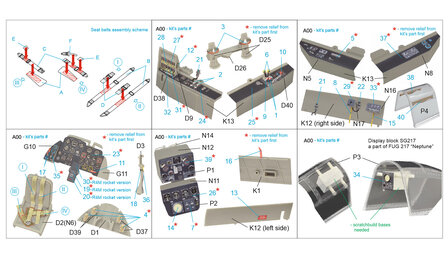 Quinta Studio QD32070 - Me 262B1a/U-1 3D-Printed &amp; coloured Interior on decal paper (for Trumpeter kit) - 1:32