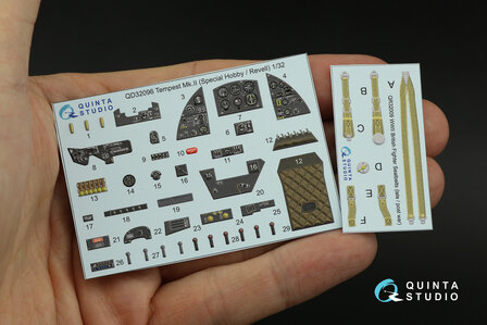 Quinta Studio QD32096 - Tempest Mk.II 3D-Printed &amp; coloured Interior on decal paper (for Special Hobby/Revell kit) - 1:32