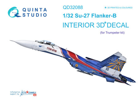 Quinta Studio QD32088 - Su-27 3D-Printed &amp; coloured Interior on decal paper (for Trumpeter kit) - Full Version - 1:32